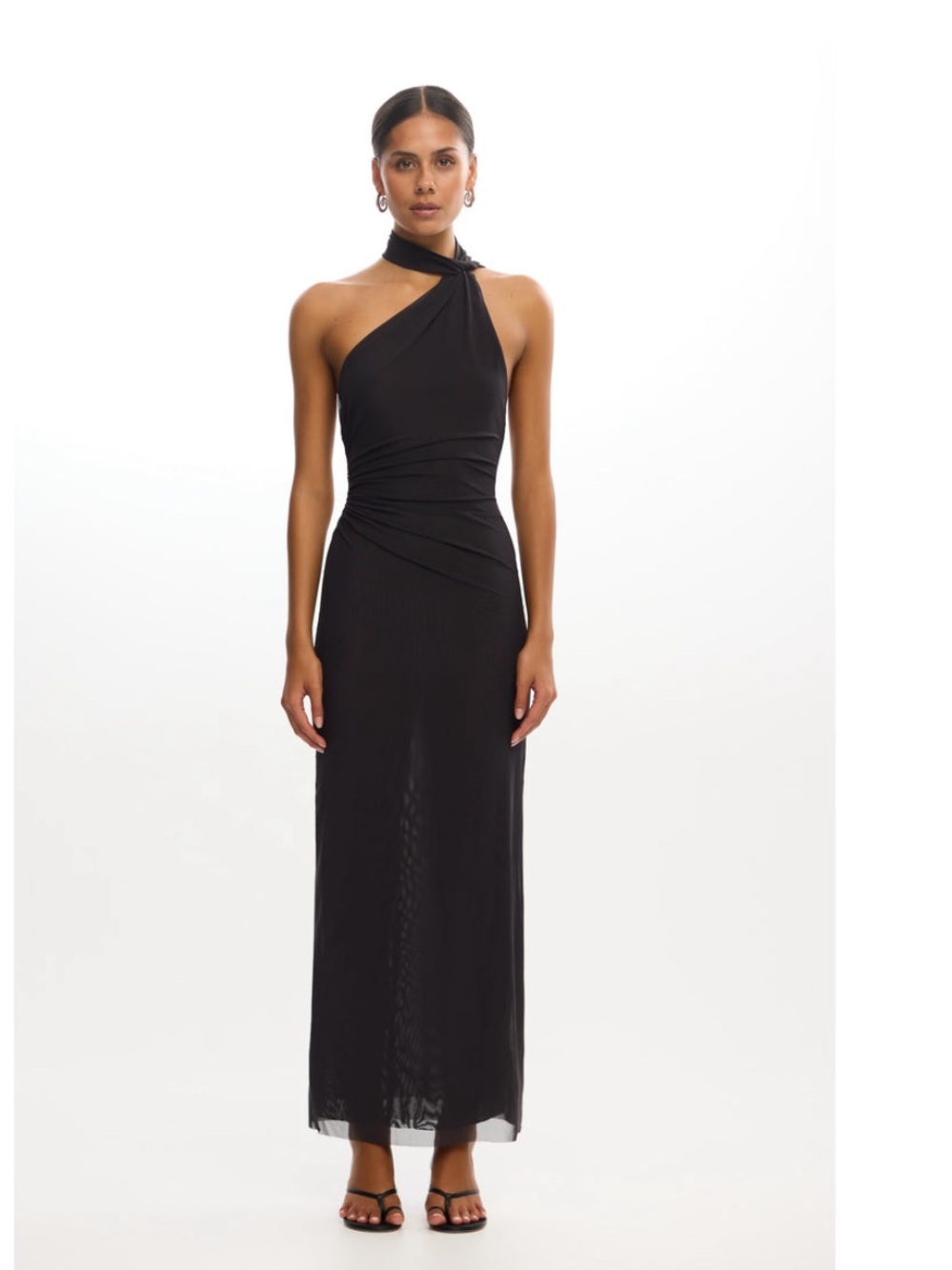 Significant Other Avni mesh high neck maxi dress in Charcoal grey